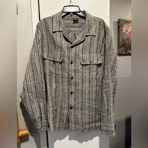 Men's Striped Casual Button Down Shirt Jacket